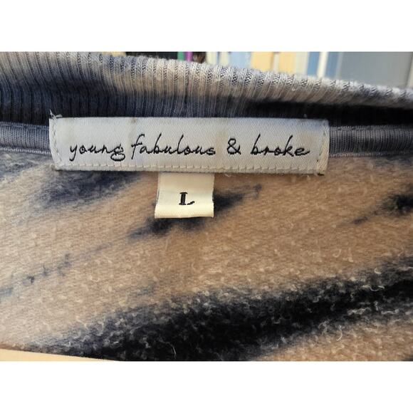 Young Fabulous & Broke Blue Tie Dye Dolman Soft Sweatshirt  Size Large EUC - Picture 5 of 6